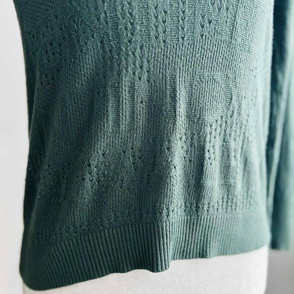 Valentino Forest Green Cotton Jacquard Knit Sweater with Surface Wear – US XS - Picture 10 of 12